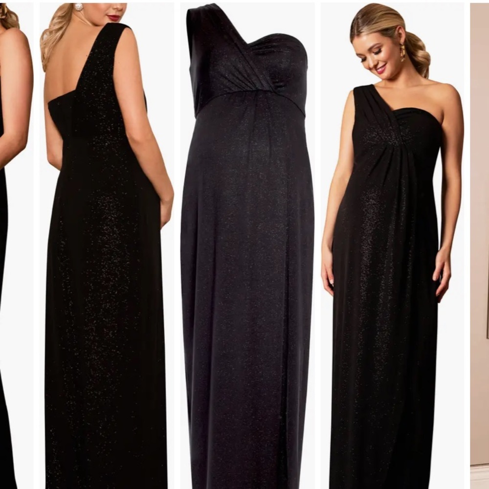 Tiffany Rose Shimmery Black Galaxy Maternity Maxi Dress, Size 10